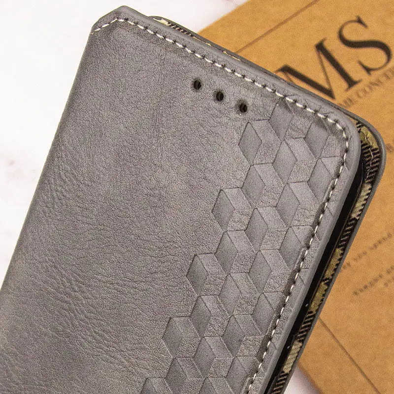 Кожаный чехол-книжка GETMAN Cubic (PU) для Xiaomi Poco F5 Pro Серый - фото 5