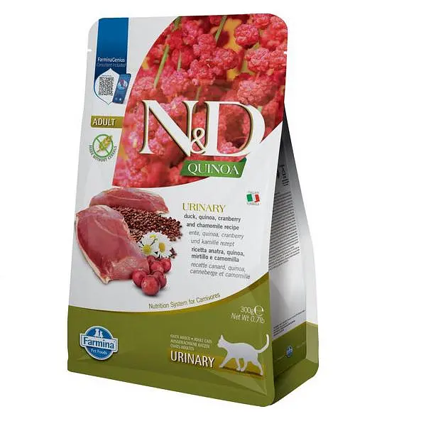 Сухий корм Farmina N&D Quinoa Cat Urinary для профілактики сечокам'яної хвороби у котів (качка, журавлина), 300 г