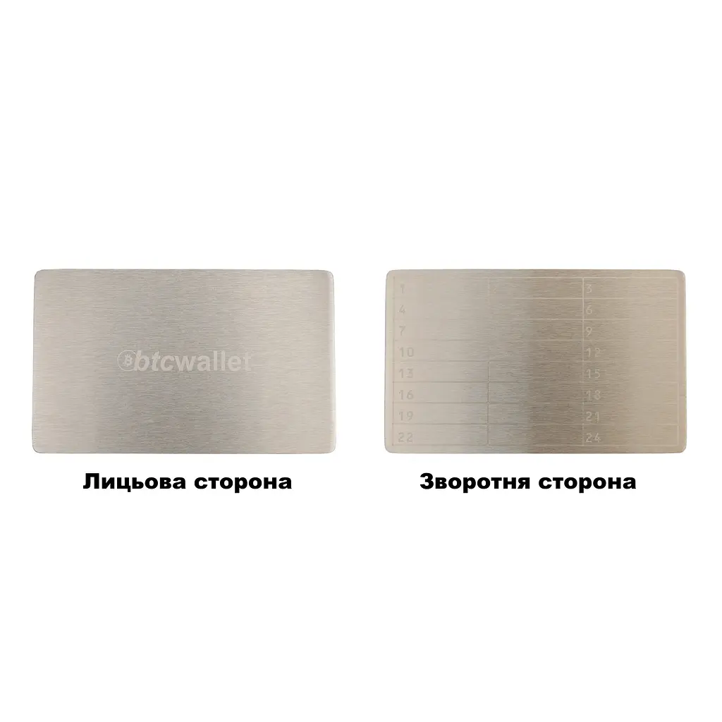 Металева пластина для зберігання сід-фрази Btcwallet Mini Plate 55×90 мм (1 шт) - фото 4