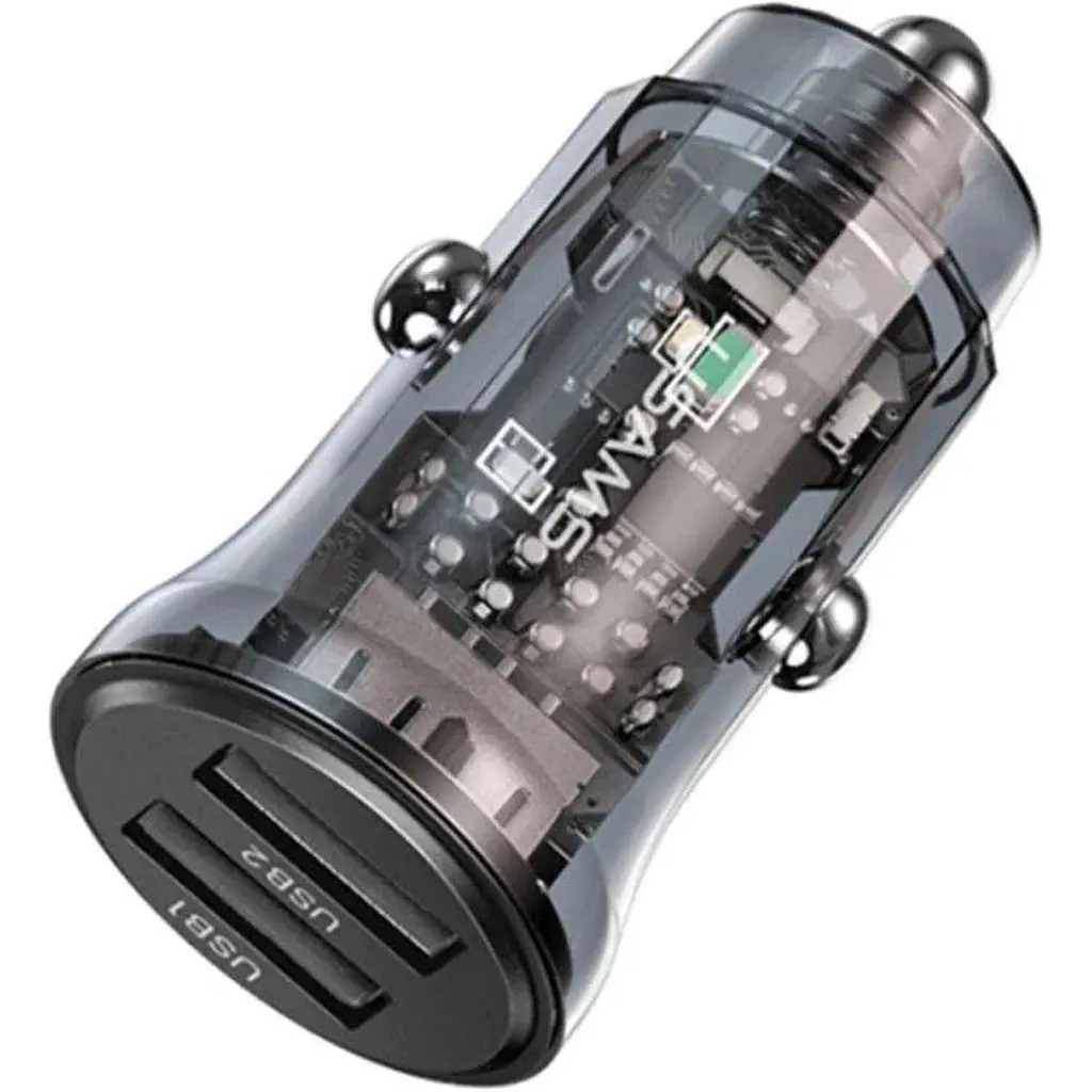 Автомобільний зарядний пристрій Usams US-CC162 C31 Dual USB-A+USB-A 15W Transparent [153996] - фото 2