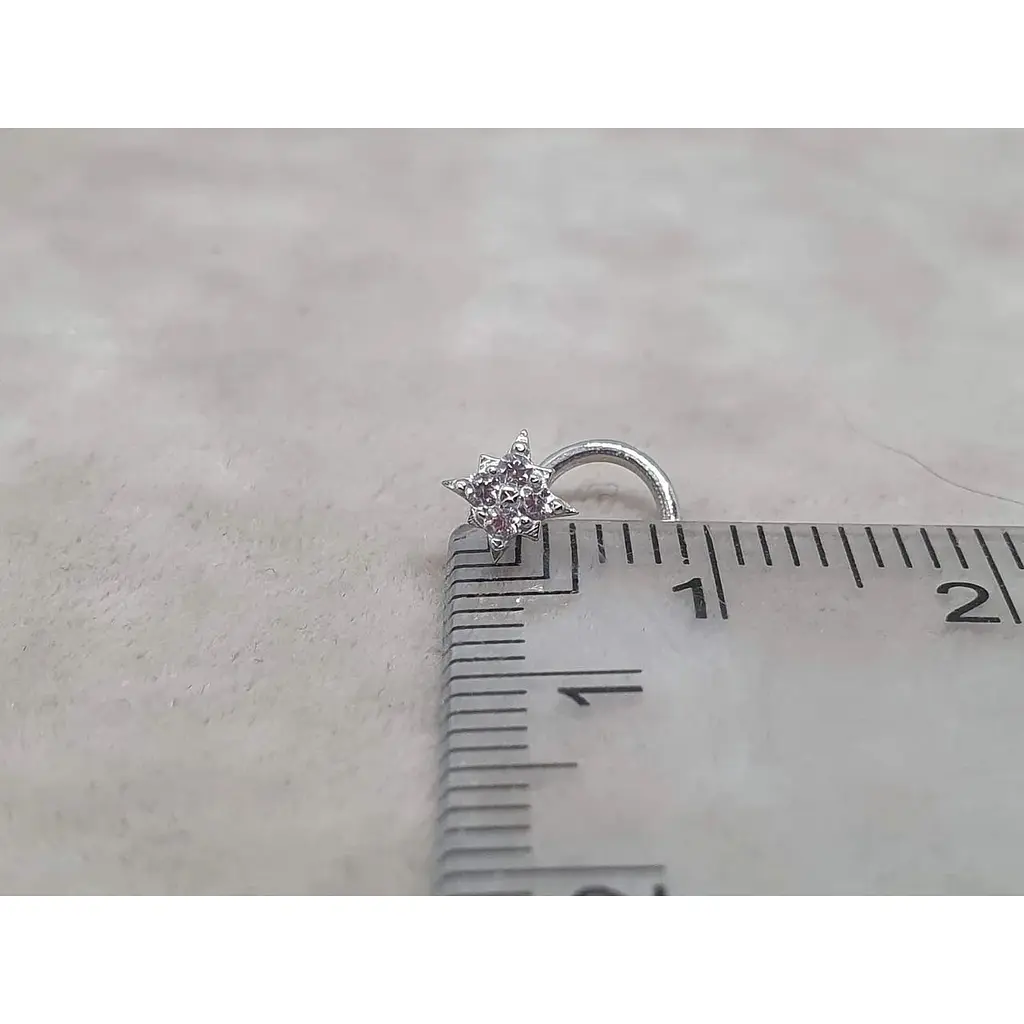 Золотая серьга-пирсинг Астор в нос с фианитами. 2182443Б - фото 5