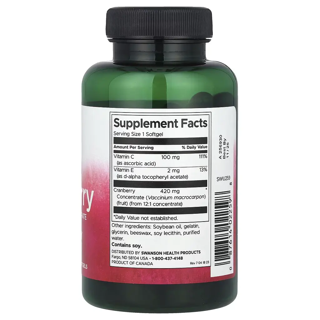 Концентрат із Цільних Плодів Журавлини Cranberry Whole Fruit Concentrate 420 мг - 60 софтгель - фото 2