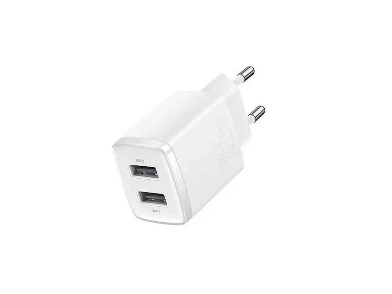 Мережевий зарядний пристрій BASEUS Compact 2xUSB 10.5 W 2.1 A White (CCXJ010202) - фото 2