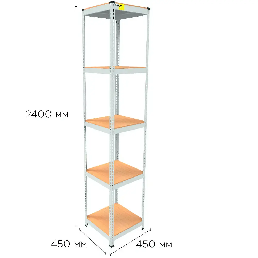 Металлический стеллаж Emby Light Series (размер 2400х450x450мм) 5 полок ДСП до 100кг Белый - фото 2