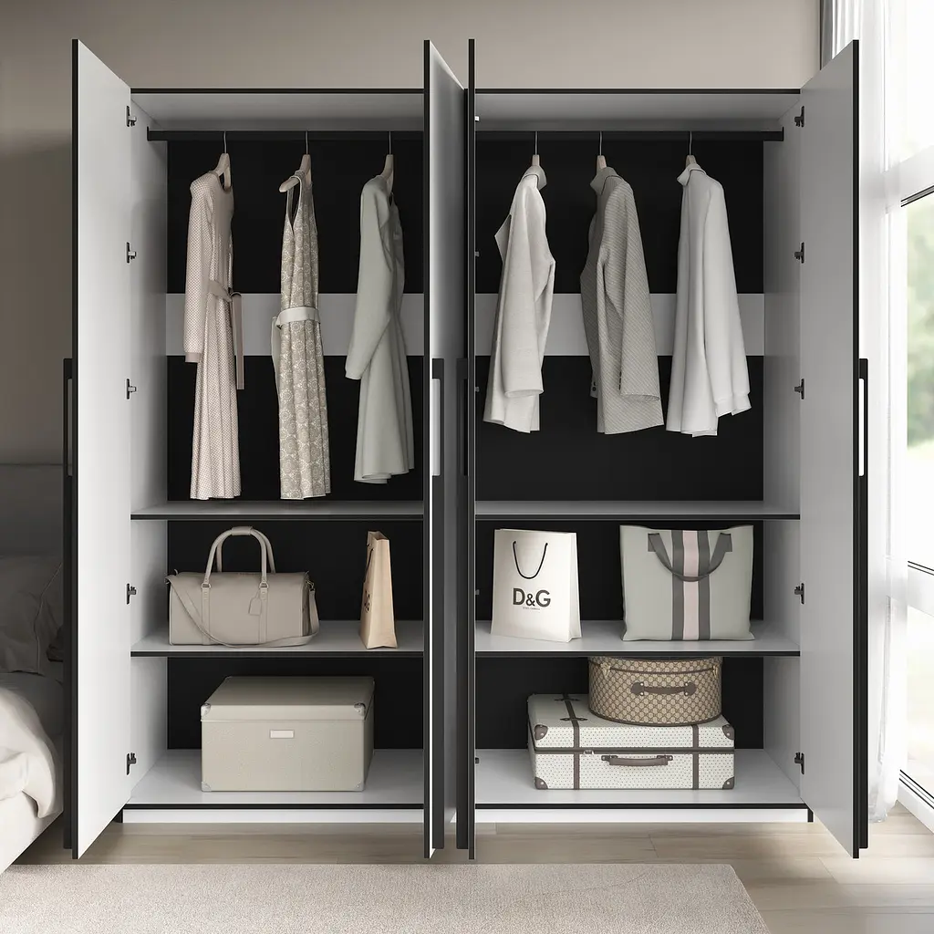 Шафа для одягу Flamecame у спальню з двома штангами на 4 двері FR-18 Кверкус - фото 2