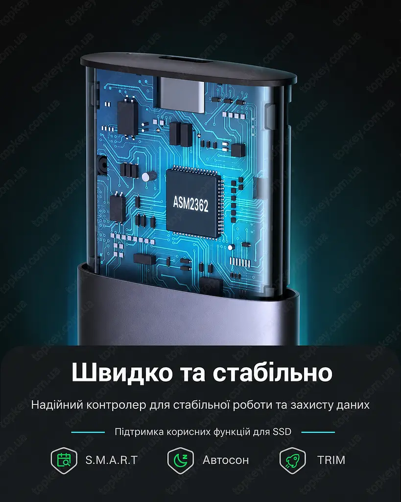 Зовнішня кишеня для SSD M.2 UGREEN NVMe карман для ссд м2 переходник м2 на USB C 3.2 Gen2 10Gbps nvme to usb to m2 case ugreen M2 - фото 8