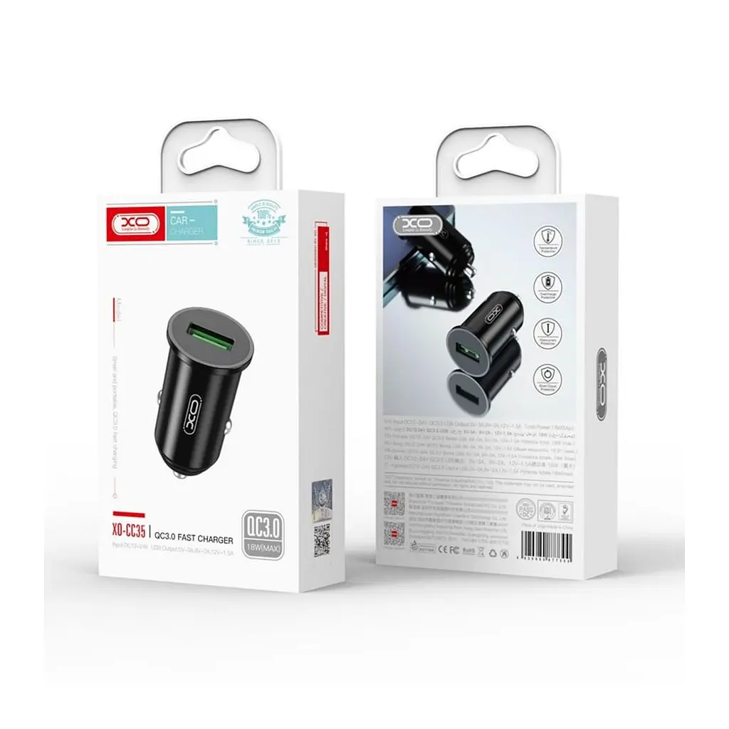 Зарядний пристрій XO QC 3.0 CC35 18 Вт / 1xUSB чорний (XO-CC35-BK) - фото 3