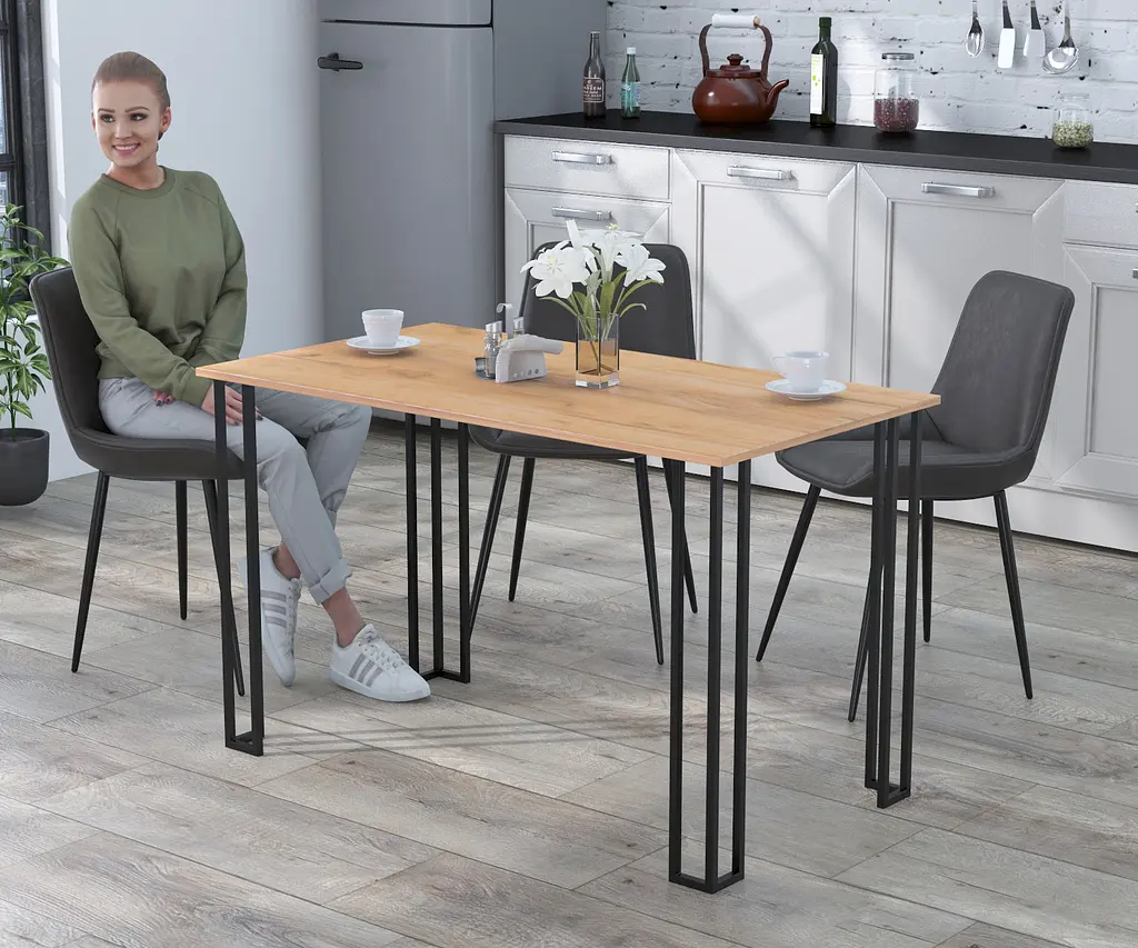 Обідній стіл Сквер 120-65 Прямі кути Loft Design (Дуб Крафт золотий) - фото 2