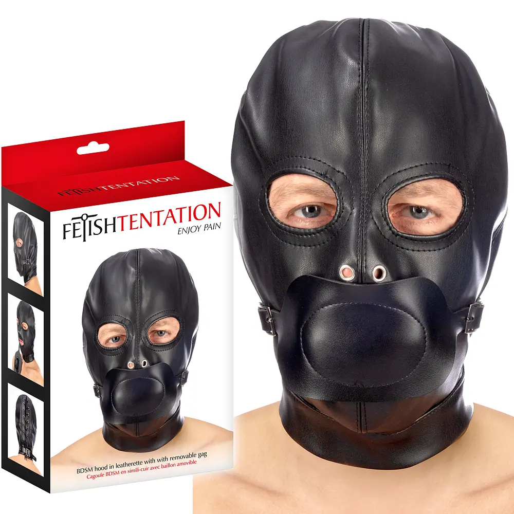 Маска Fetish Tentation Enjoy Pain BDSM Hood With Gag черный - фото 5