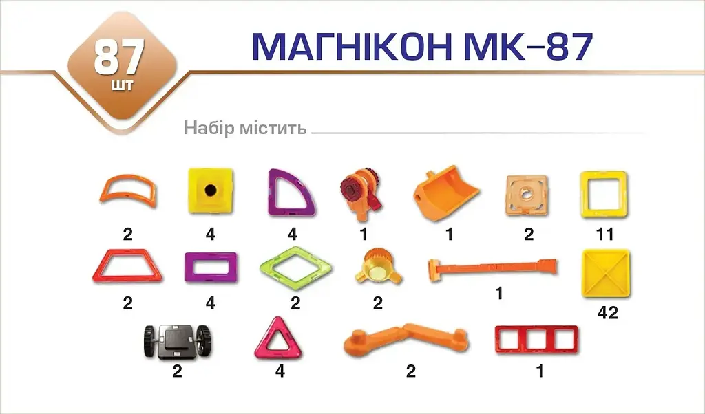 Магнітний конструктор Магікон 87 деталей Plastic box (MK-87) - фото 2