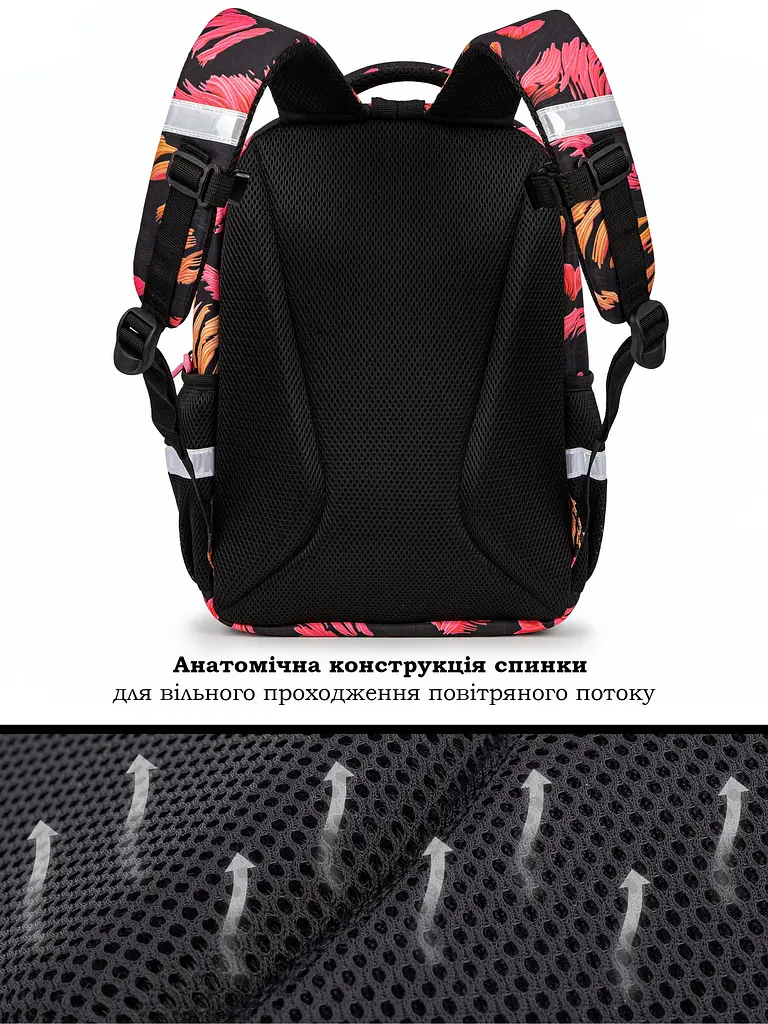 Школьный рюкзак с ортопедической спинкой для девочки School Standard 475 гр 17,5 литров Черный с розовым - фото 5
