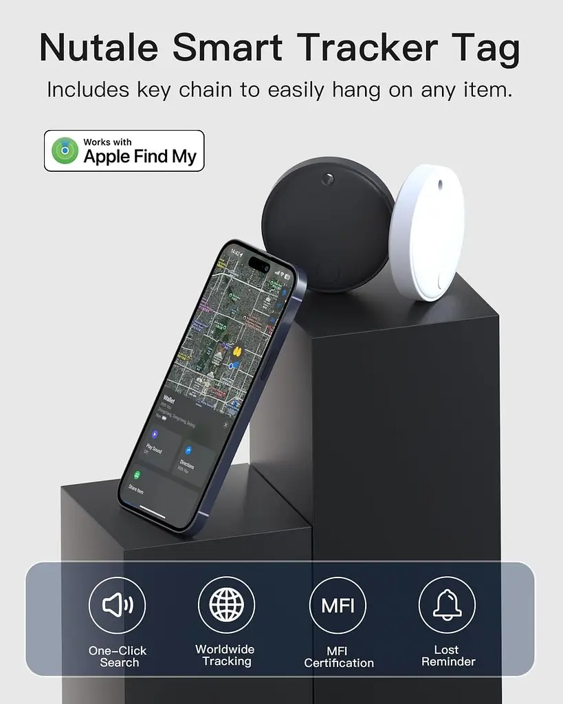 Bluetooth-трекер Nutale для Apple Find My, брелок для ключів iOS - фото 6