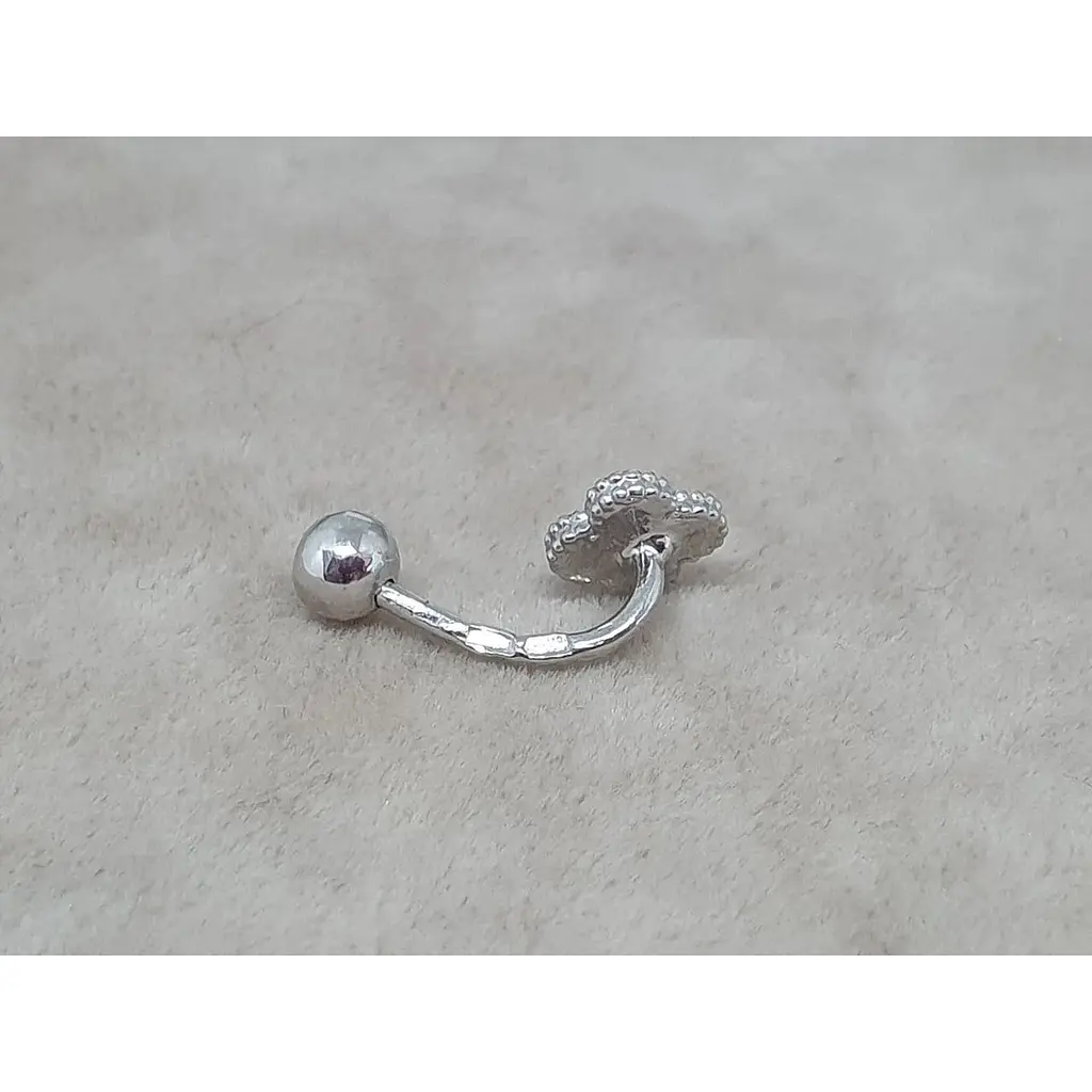 Серебряная серьга для пирсинга Астор пупка Клевер с эмалью. 9182766Р - фото 3