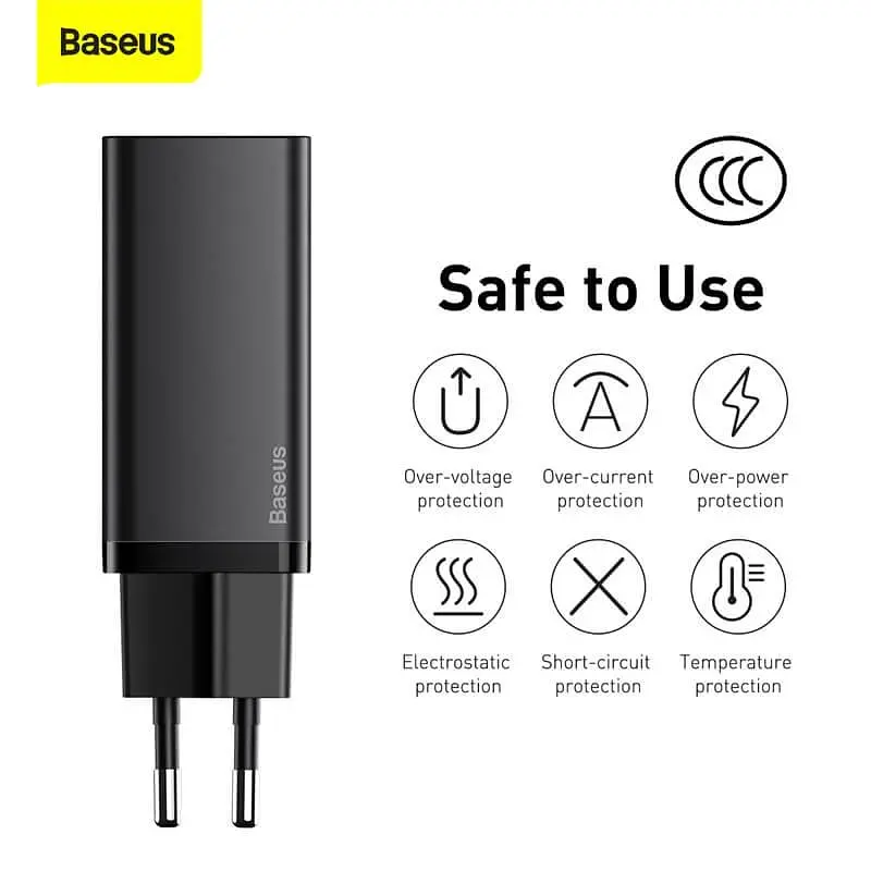 Зарядний пристрій BASEUS GaN2 Lite Quick Charger 65W (CCGAN2L-B01) чорний - фото 6