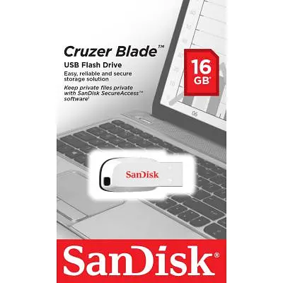 USB флеш накопичувач SanDisk 16GB Cruzer Blade White USB 2.0 (SDCZ50C-016G-B35W) - фото 3