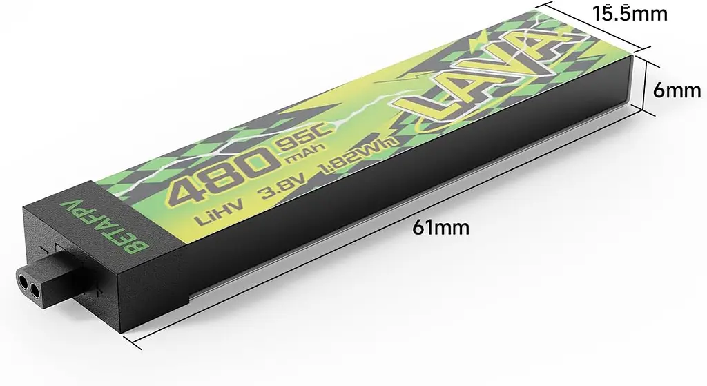Акумулятор BetaFPV Lava 2 1S 480 mAh BT2.0 / 3.8V / 95C / LiHV для FPV Air, Meteor, Cetus, Tiny Whoop (19520) - фото 2