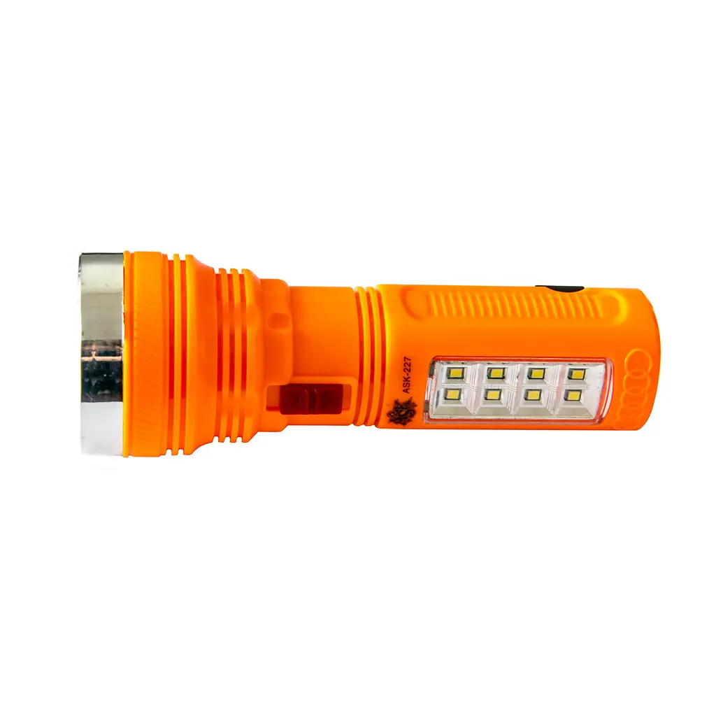 Ручной светодиодный фонарь оранжевый LED фонарик аккумуляторный ASK 227 - фото 2