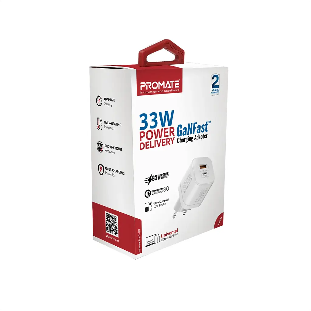 Зарядний пристрій Promate 33W USB-C + USB-A (powerport-33.white) - фото 7
