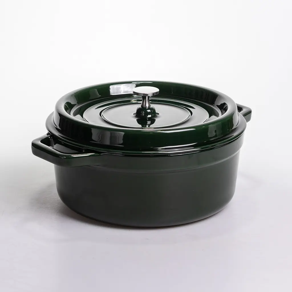 Кокотниця чавунна емальована 6,5 л, малахіт Yongkang HP-FLG-12 green - фото 6
