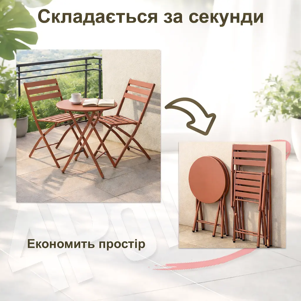 Комплект меблів 4Points Set City-2 столик + 2 стільці зі сталі - фото 8