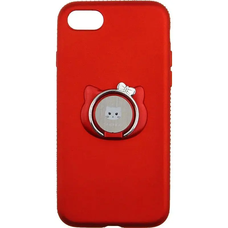 Чохол-накладка Shengo Soft-touch holder TPU Case iPhone 8 Red - фото 5