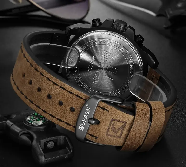 Наручний годинник чоловічий Curren Monreal Armor Black 2 ремінці Чорний (3598) - фото 5