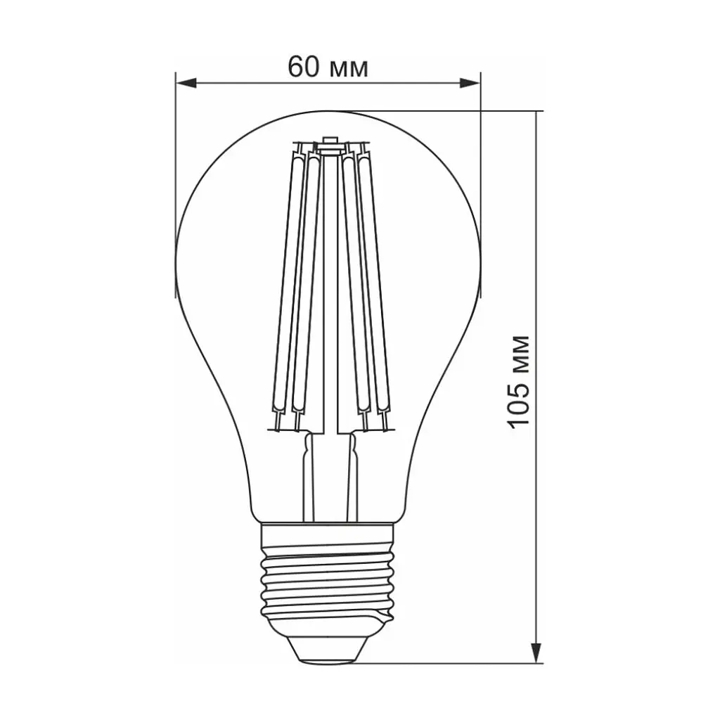 Лампочка Videx Filament A60F 10W E27 4100K 220V (VL-A60F-10274) - фото 3