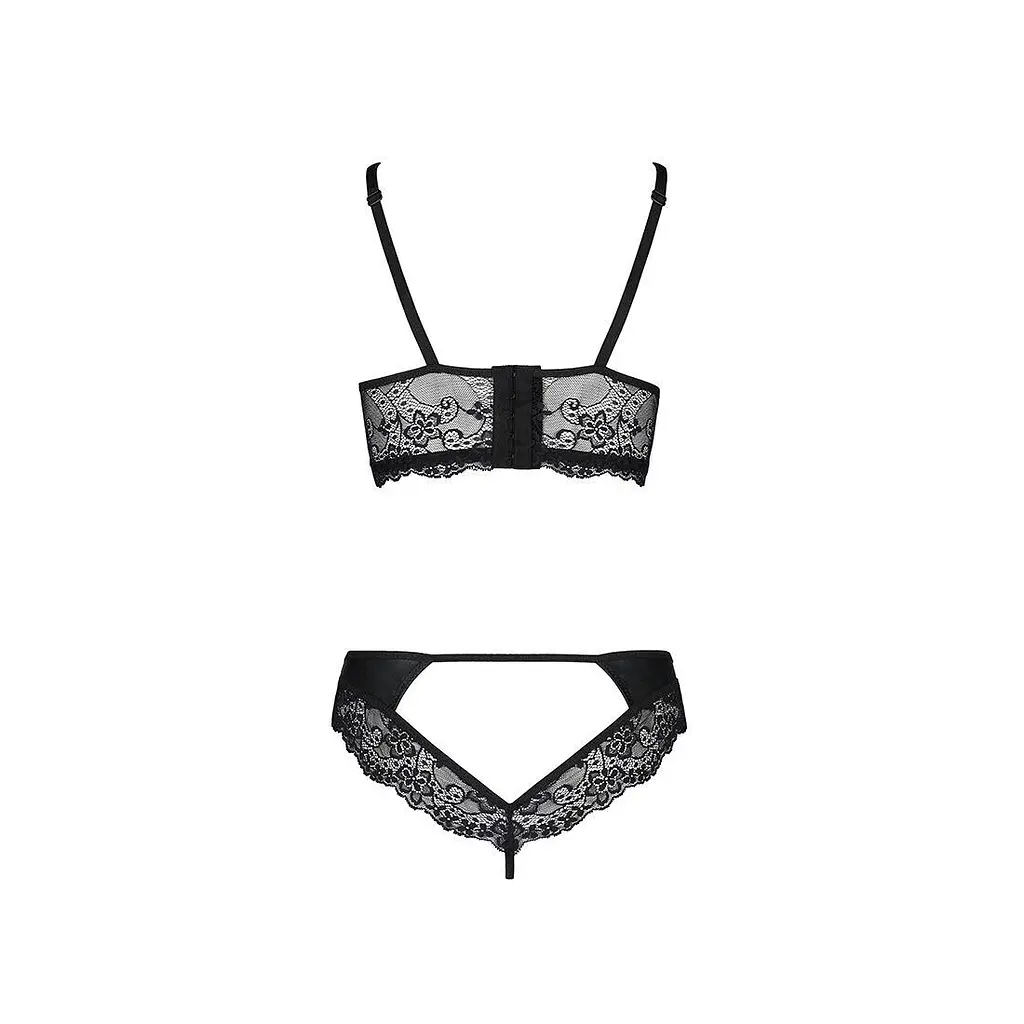 Комплект из эко-кожи с кружевом Passion Loona Set black L/XL - фото 6