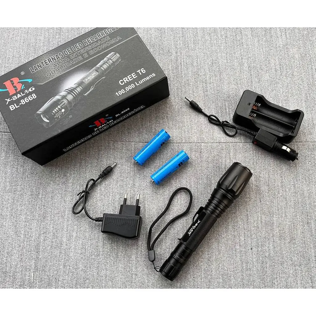 Ліхтар ручний X-Balog BL-8668 акумуляторний з кліпсою та ремінцем CREE T6 2x18650 Zoom - фото 6