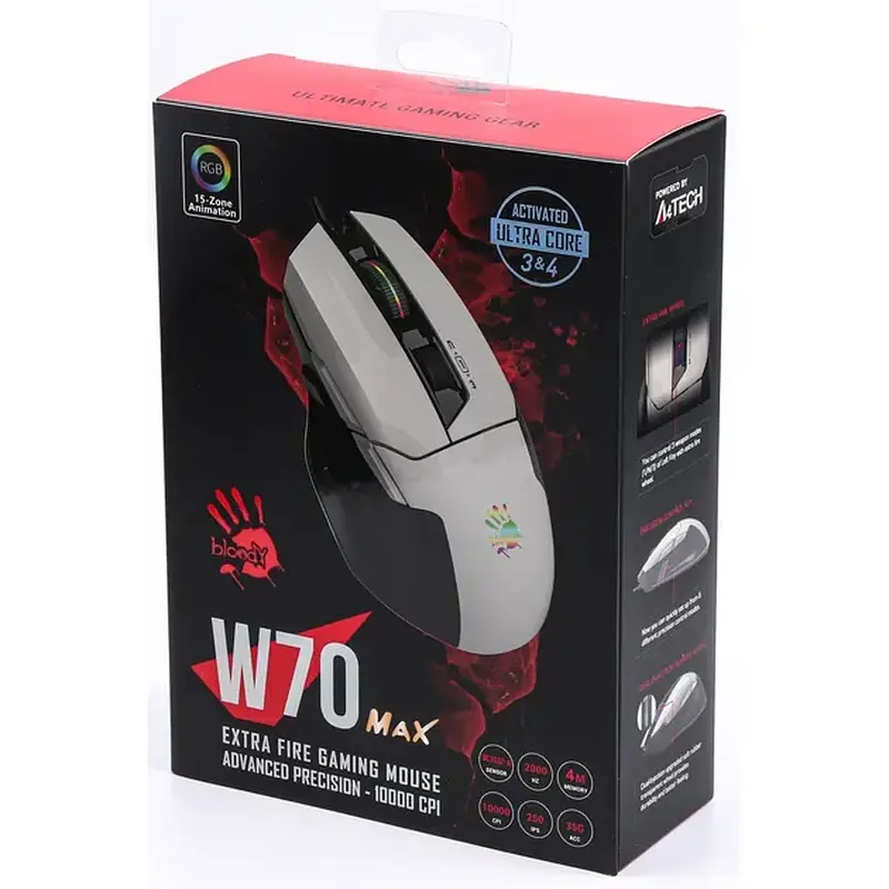 Миша ігрова A4Tech W70 Max Bloody (Panda White) - фото 2