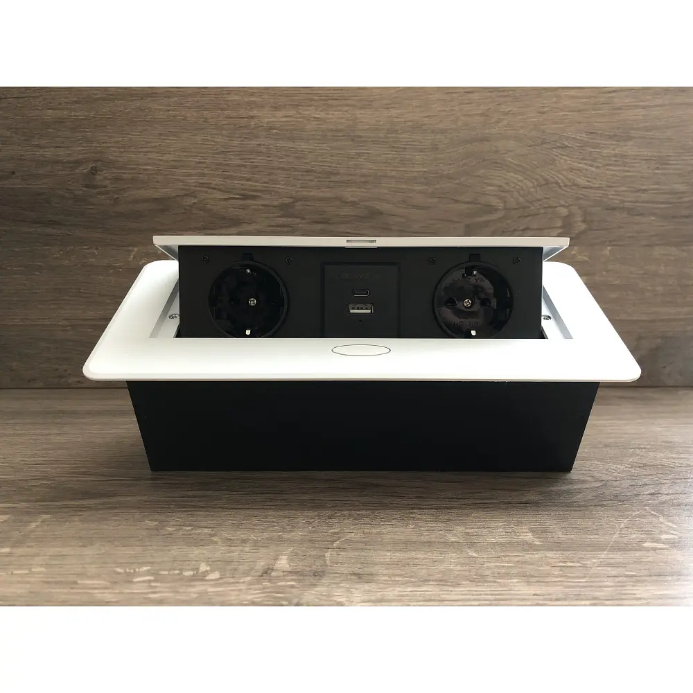 Настільна розетка 2R+USB+Type-C біла - фото 3