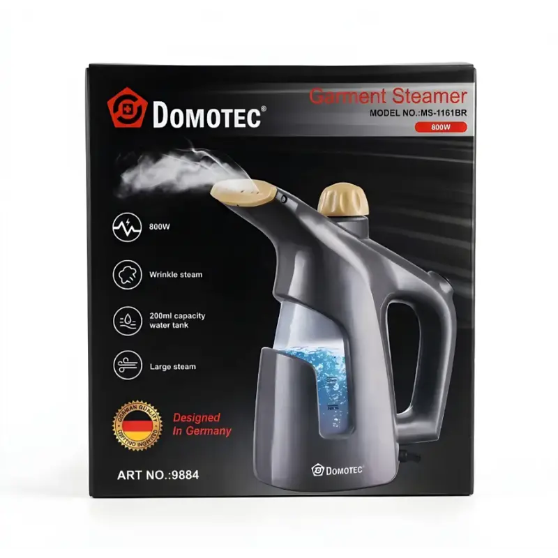 Ручний відпарювач для одягу з резервуаром 200 мл Domotec MS-1161BR 800 Вт Пароочисник вертикальний для одягу та текстилю із баком 0.2 л Чорний - фото 11