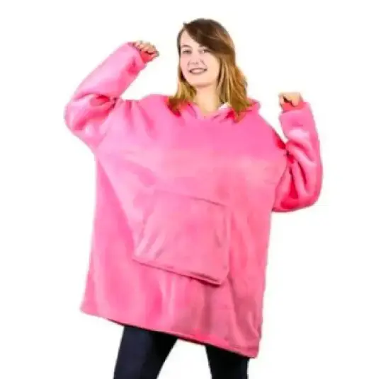 Толстовка Huggle Hoodie з капюшоном і рукавами унісекс двосторонній халат рожевий. - фото 2