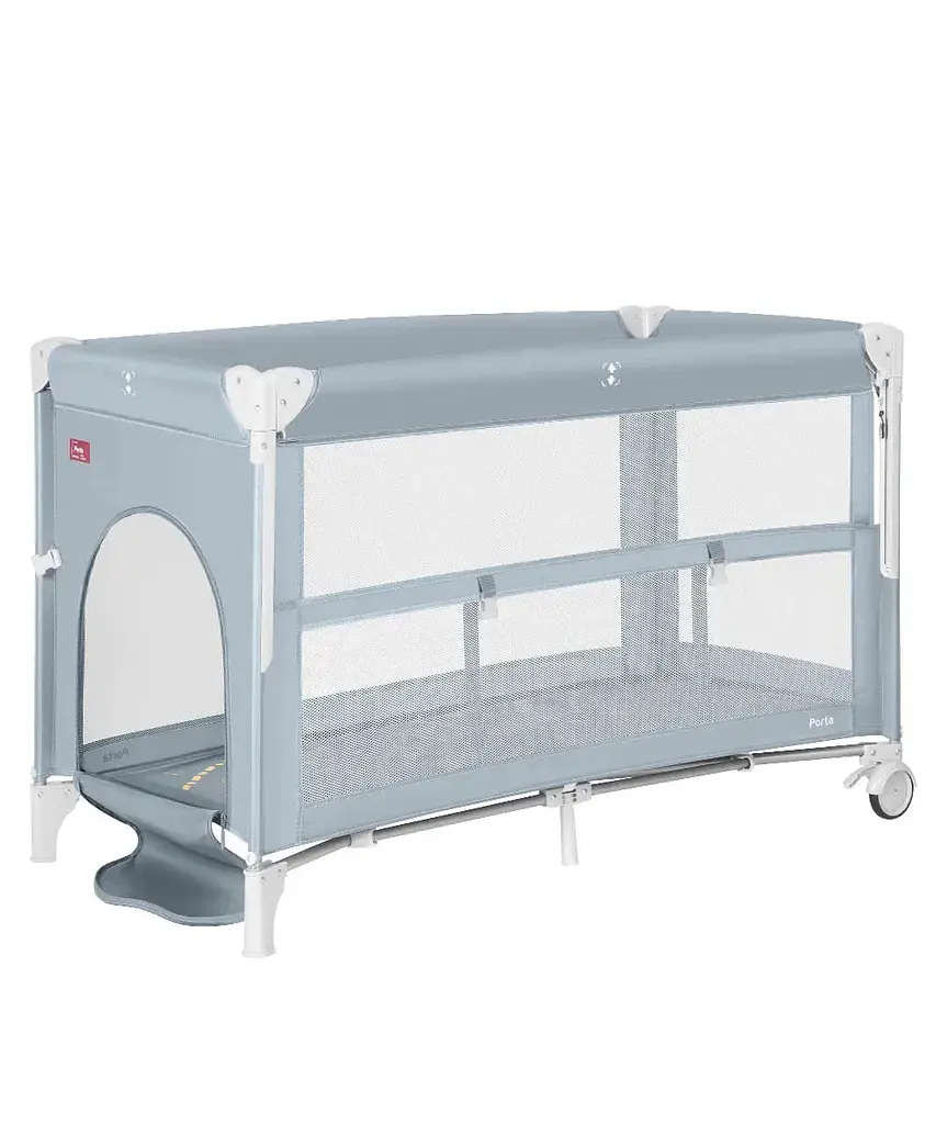 Манеж детский - кровать для новорожденных 2 в 1 со вторым дном Porta CRL-18103 Mint Green 125*65 см CARRELLO серый - фото 3