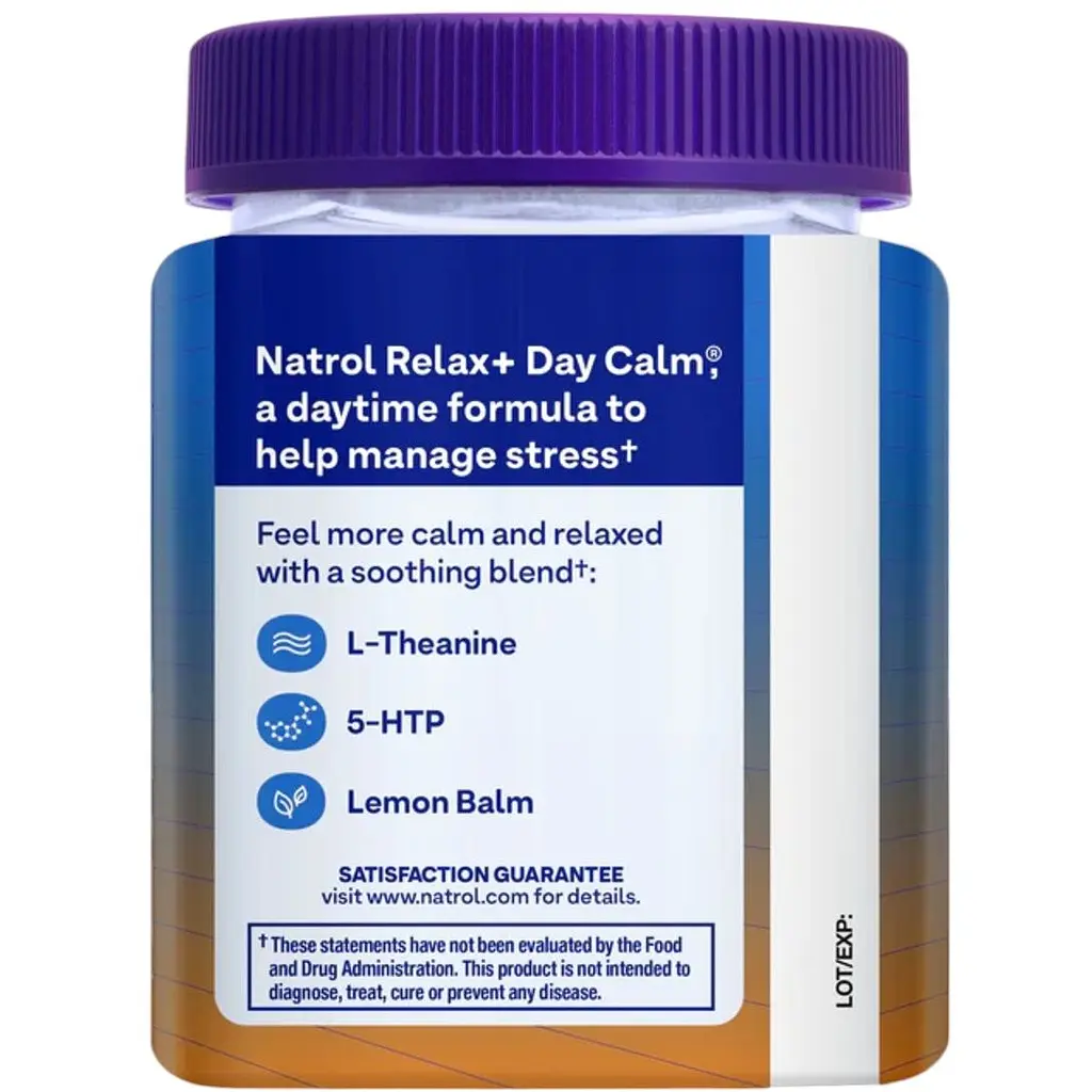 Комплекс Natrol Relax+ Day Calm розслаблення та спокій зі смаком фруктів 60 цукерок (NTL07635) - фото 4