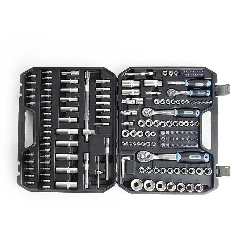 Набір насадок та інструментів Apro з тріскачкою CrV 1/4" 3/8" 1/2" 90Т 171 шт. 30412 - фото 2