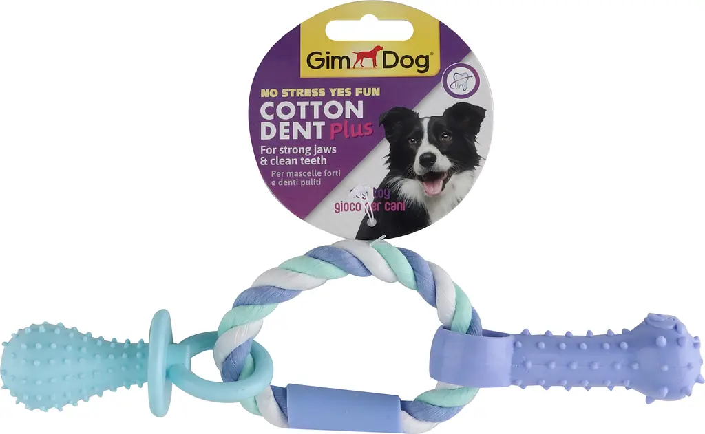 Игрушка для собак GimDog Cotton Dent Plus, веревка и кольцо с термопластичной резиной, 15см - фото 4