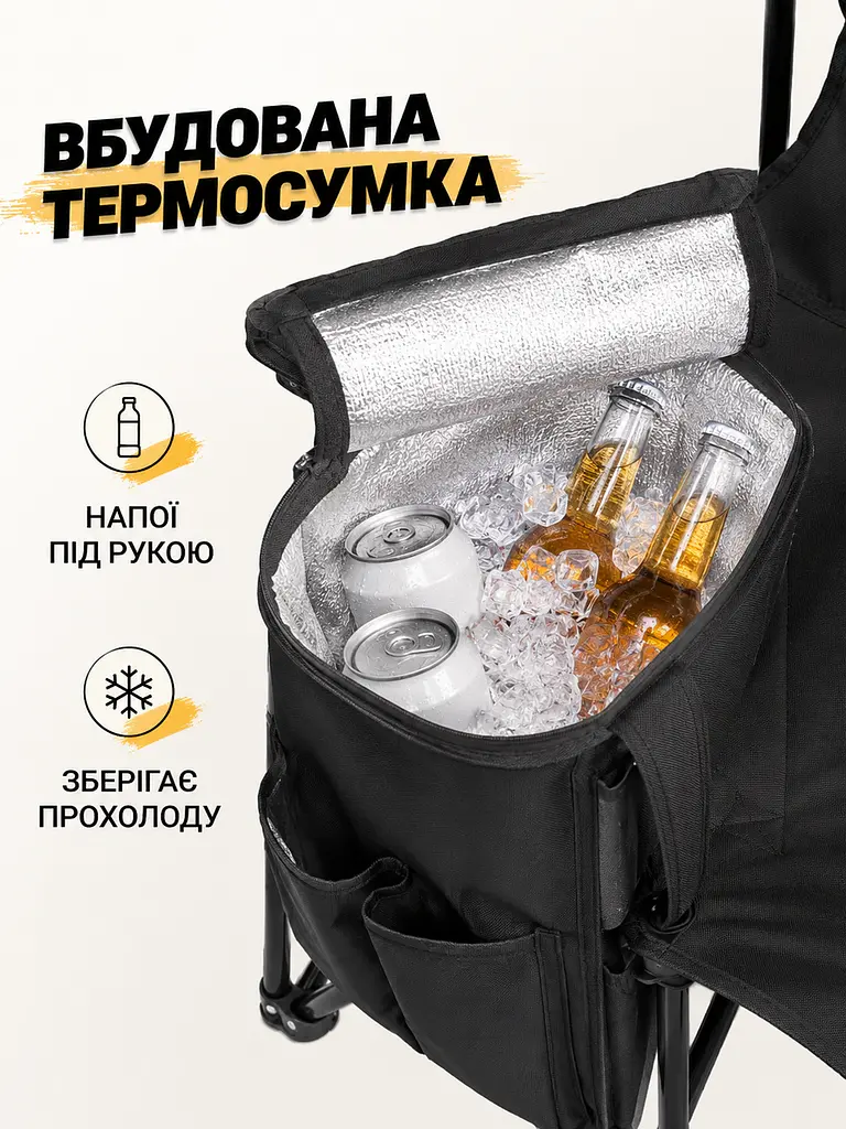Пляжний набір 2 крісла з парасолькою і сумкою-холодильником чорний (49676208) - фото 6