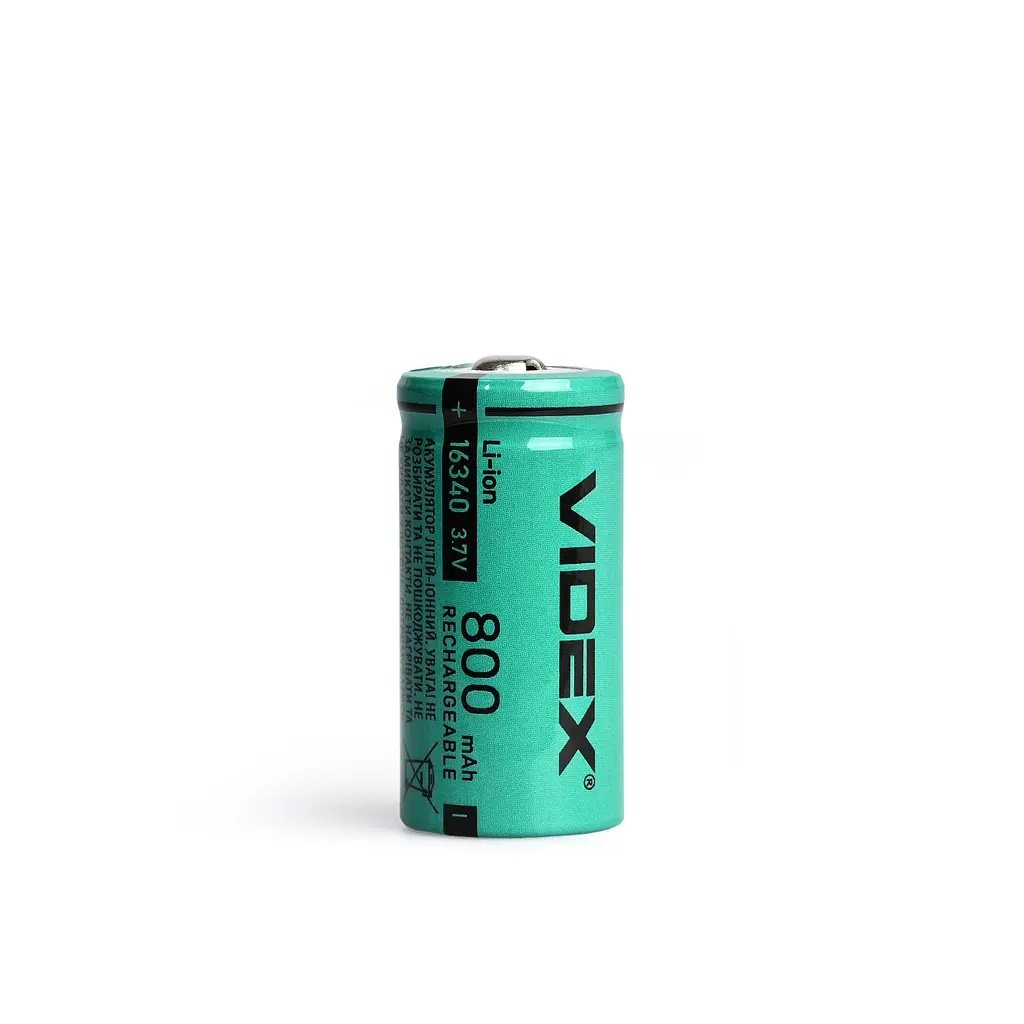 Акумулятор Videx літій-іонний 16340 (без захисту) 800mAh bulk/1шт VIDEX (23809-000)