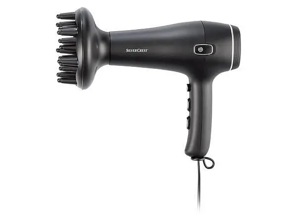 Фен з дифузором і іонізацією SilverCrest SHTK 2000 A1 автоматична смотка кабелю 1 шт. чорний (33705-IS) - фото 4