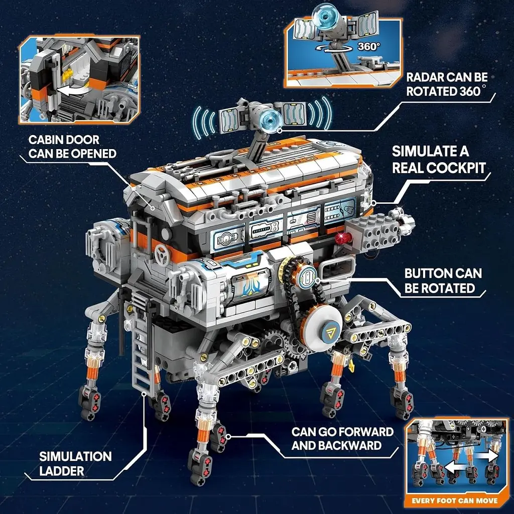 Конструктор Reobrix Космічна наукова станція крокуючий планетохід на радіокеруванні (99003) [171532] - фото 8