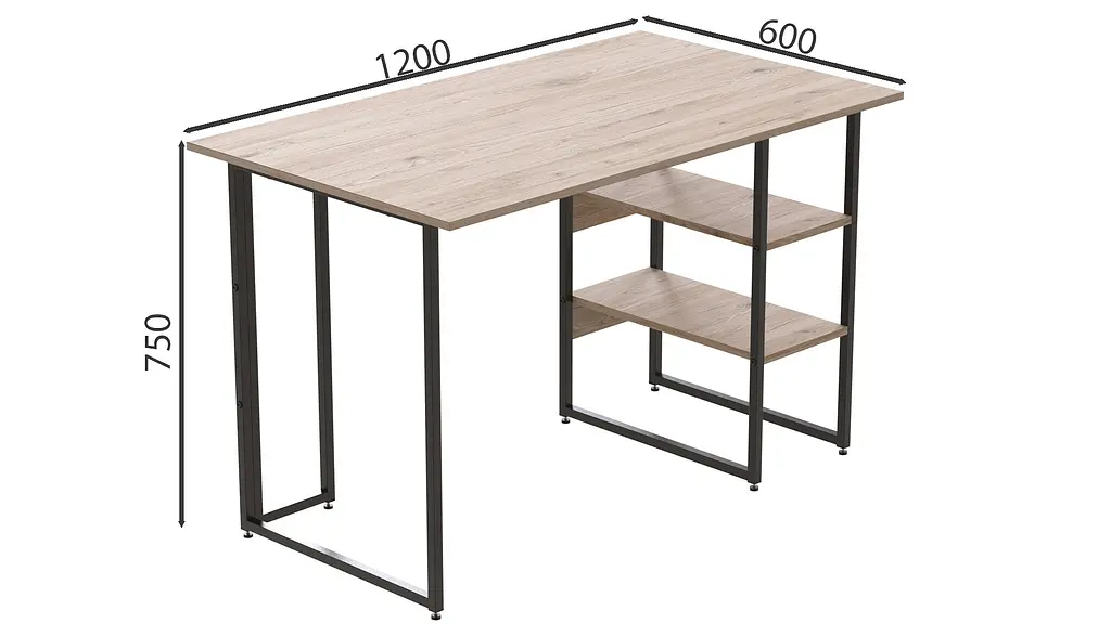 Комп'ютерний стіл Ferrum-decor Кевін 75x120x60 чорний ДСП Дуб Сан-Марино 32мм (FRD-103807) - фото 3