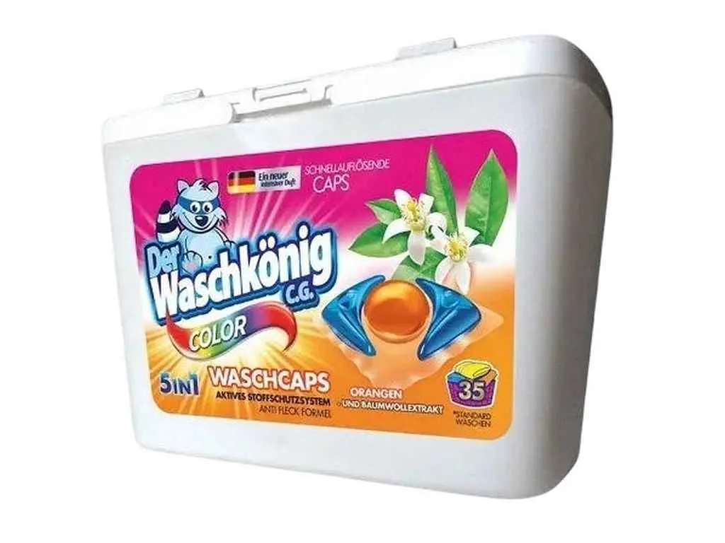 Капсули для прання WASCHKONIG 35шт гелеві COLOR Orangen und Baumwollextrakt