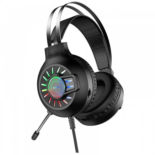 Игровые стерео наушники Hoco ESD04 с микрофоном и LED подсветкой (Черный) - фото 2