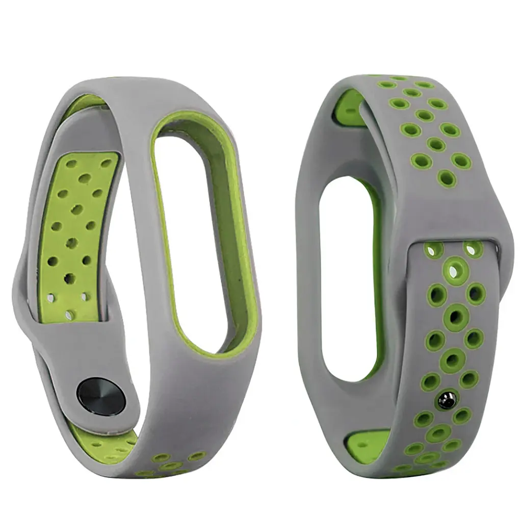 Ремінець Double Color Strap для Xiaomi Mi Band 3/4 Сіро-салатовий (hub_fXAI67899)