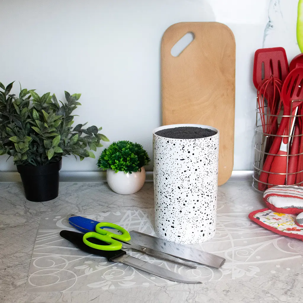 Підставка для ножів з наповнювачем із волокна універсальна Granite Knife Holder, Kitchen Master Білий 85717 - фото 3