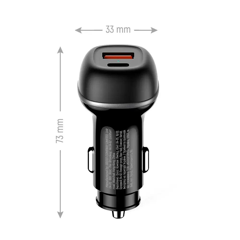 Зарядний пристрій ColorWay USB-C PD65W + USB QC3.0 car adapter (CW-CHA068PD-BK) - фото 4