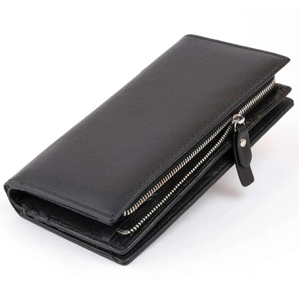 Вертикальний гаманець шкіряний жіночий ST Leather 19274 чорний - фото 2