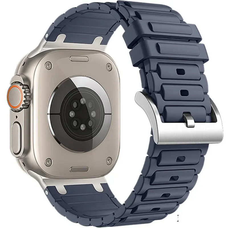 Ремешок Hoco WA35 Emir series thickened silicone strap для Apple watch 44/45/46/49mm Grayish Blue - фото 2