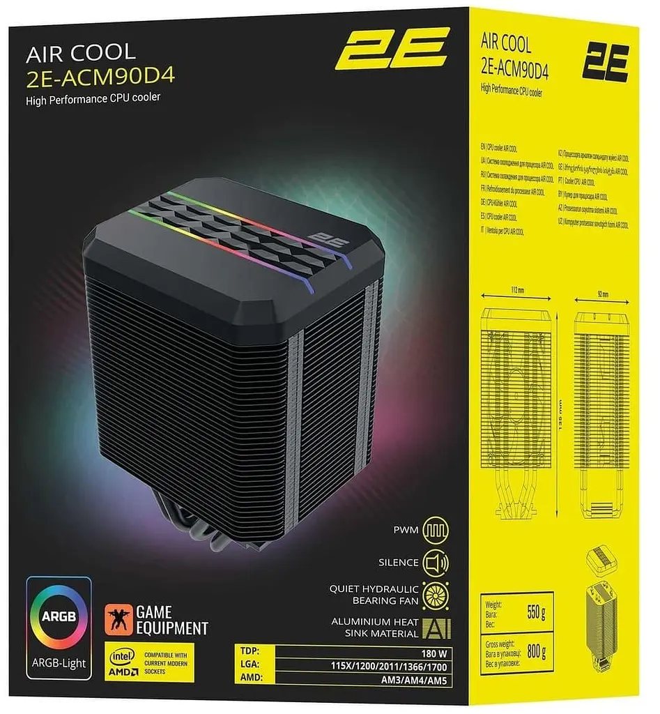 Кулер для процесора 2E GAMING AIR COOL (ACM90D4) RGB 1700 (2E-ACM90D4) - фото 9